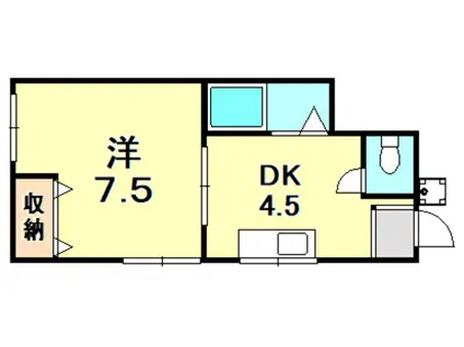 前羽アパート(1DK/2階)の間取り写真