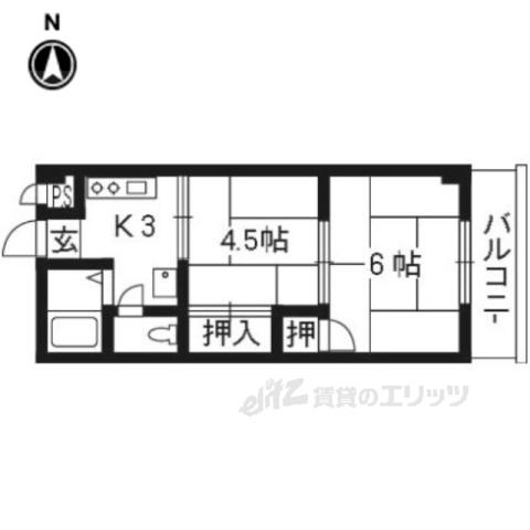 Mプラザ大住壱番館(2K/2階)の間取り写真