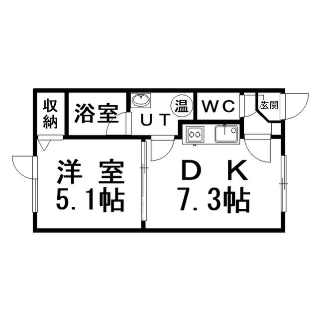 エステートINバンビーニ(1DK/1階)の間取り写真