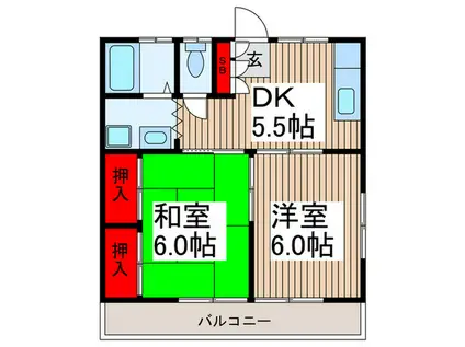 市川ビル(2DK/2階)の間取り写真