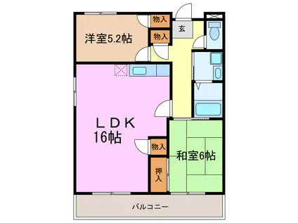 佐久間マンション(2LDK/1階)の間取り写真