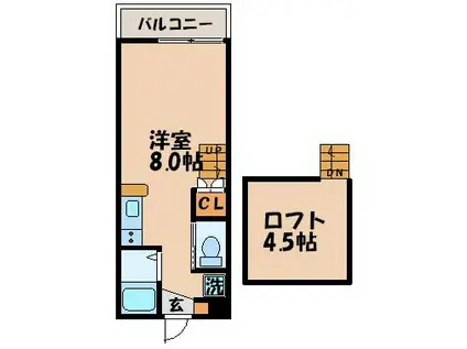 ディノ三原A棟(ワンルーム/1階)の間取り写真