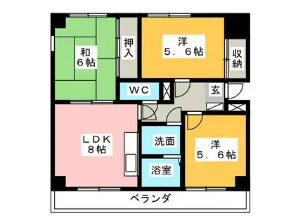 リエス沼津新宿町(3DK/4階)の間取り写真