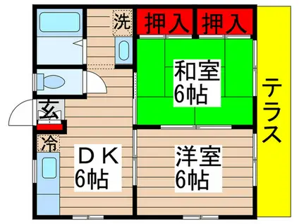 ソワサント成田(2DK/1階)の間取り写真