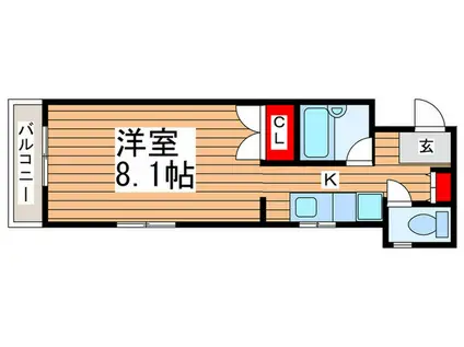 シャトレー塩焼(1K/2階)の間取り写真