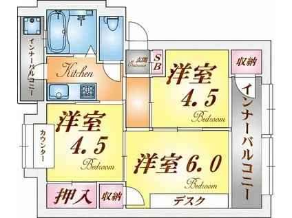 舞子片山5号棟(3K/1階)の間取り写真