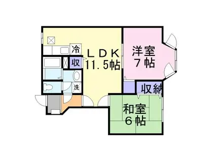サニーハイツHIRO(2LDK/1階)の間取り写真