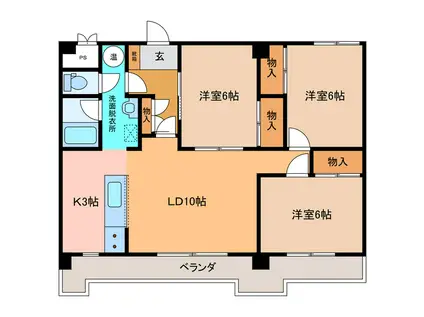 帯広マンション第1(3LDK/8階)の間取り写真