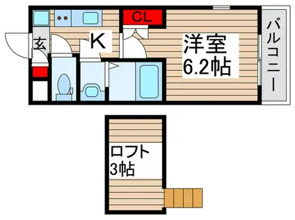 エステート新松戸24(1K/2階)の間取り写真