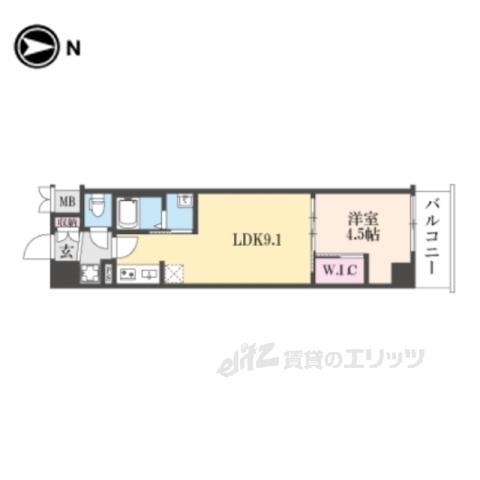 スワンズ京都東寺ガーデン(1LDK/5階)の間取り写真