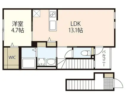 IN RIVER HOUSE(1LDK/2階)の間取り写真