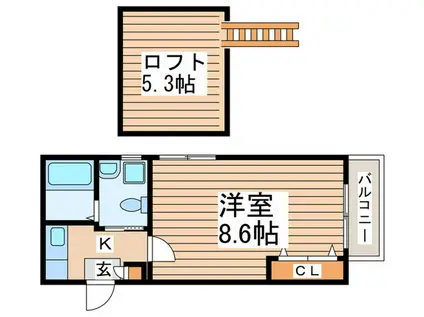 サンハイムIII(1K/1階)の間取り写真