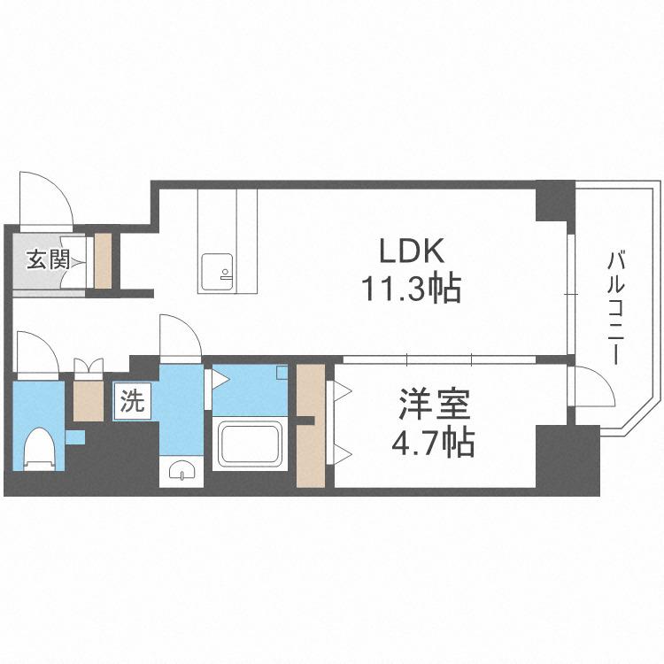 コンフォリア・リヴ新大阪ウエスト(1LDK/13階)の間取り写真