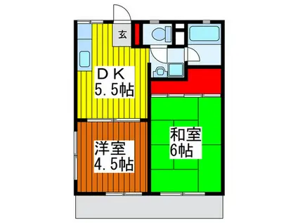 吉田ハイツ(2DK/1階)の間取り写真
