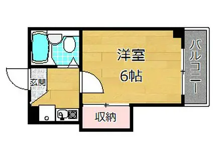 香里園第6マンション(1K/3階)の間取り写真