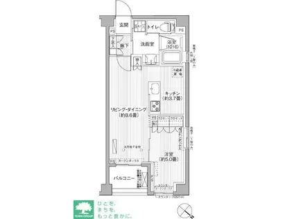 シティカレント目黒学芸大学(1LDK/1階)の間取り写真