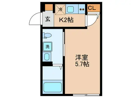 ベイルーム川崎平間(ワンルーム/3階)の間取り写真