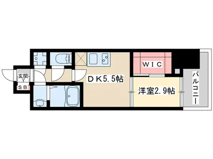 セレニテ新大阪プリエ(1DK/8階)の間取り写真