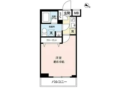 プレール・ドゥーク志村三丁目(1K/2階)の間取り写真