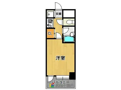 ピュアドームリバージュ平尾(1K/9階)の間取り写真