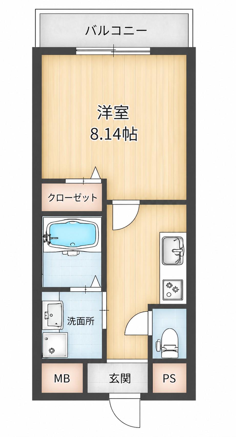 GRANDE甲子園口(1K/4階)の間取り写真