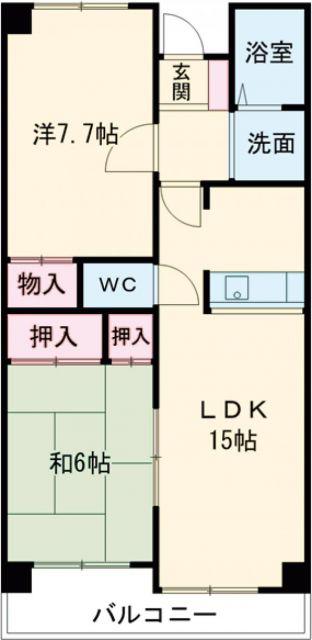 グランビュー華(2LDK/2階)の間取り写真