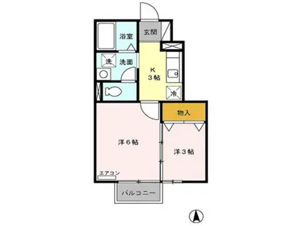 セジュールアイランド(2K/1階)の間取り写真