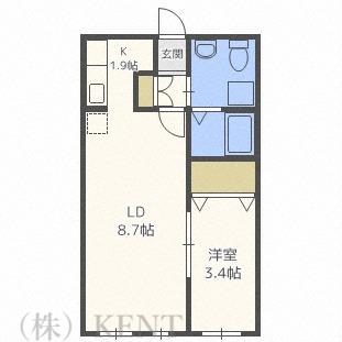 グランメール北11条(1LDK/3階)の間取り写真