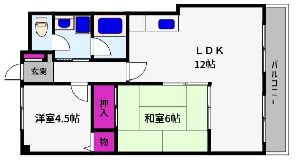 エレガンテ本山(2LDK/3階)の間取り写真