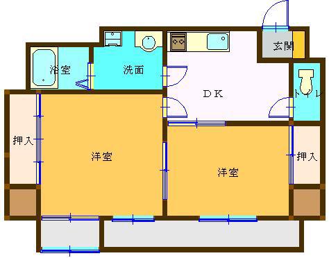RITZII(2DK/5階)の間取り写真