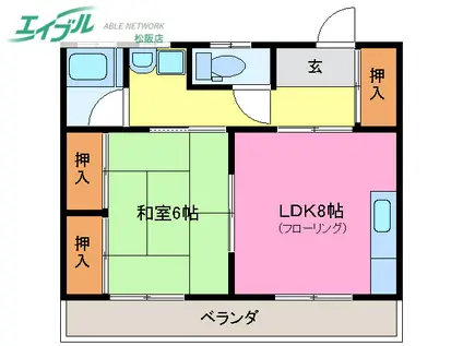 横井マンション(1DK/3階)の間取り写真