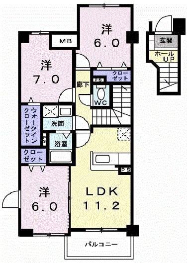 ビサイド・スリー(3LDK/4階)の間取り写真
