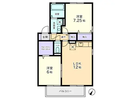 ドリームスカイ A(2LDK/2階)の間取り写真