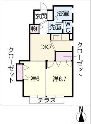 サンフラワーE(2DK/1階)の間取り写真