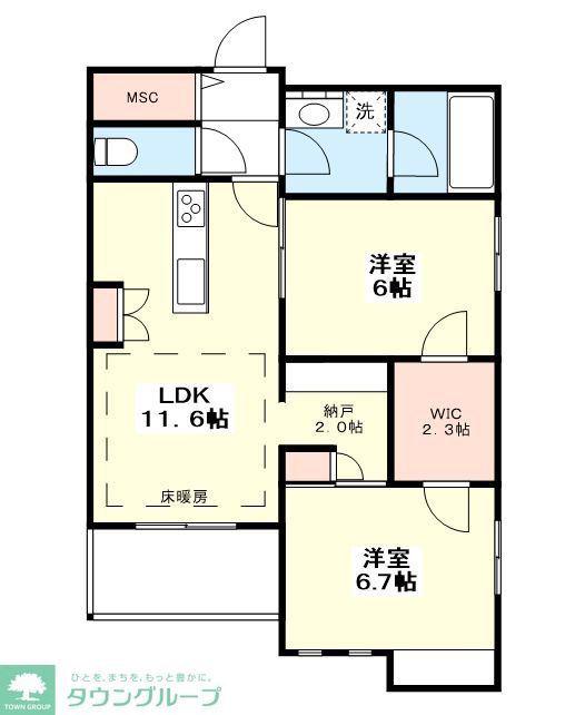 ウエスト SEDONA(2LDK/1階)の間取り写真