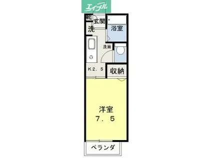 ラフォーレ津高(1K/1階)の間取り写真