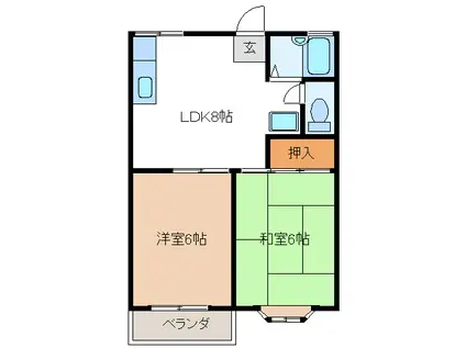 ビバリーヒルズ I(2LDK/1階)の間取り写真