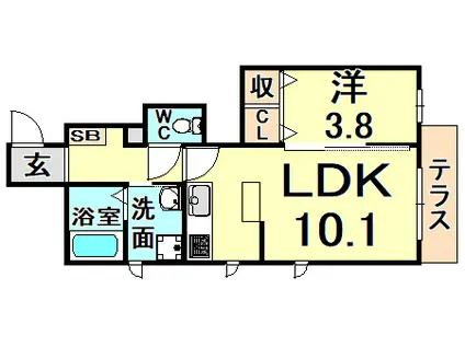 クラヴィエ道意(1LDK/1階)の間取り写真