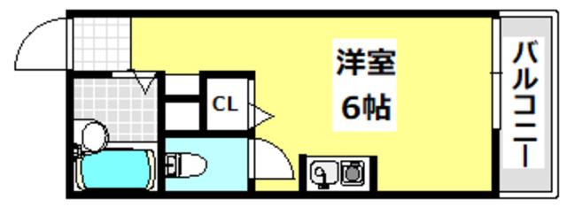 ハートマンション(ワンルーム/2階)の間取り写真