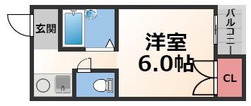 シャトレ小阪(ワンルーム/2階)の間取り写真