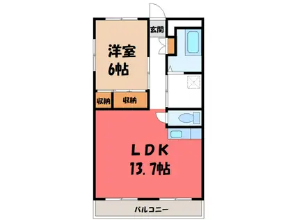 ラ・メゾンあさひ(1LDK/10階)の間取り写真