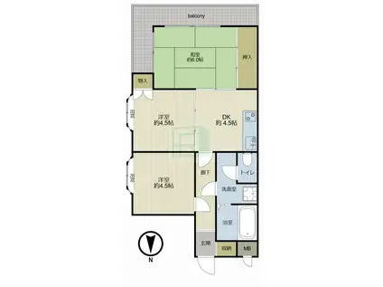 セザール春日部(3DK/4階)の間取り写真