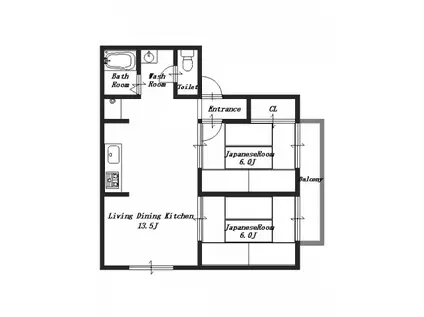 サニーハウス(2LDK/2階)の間取り写真
