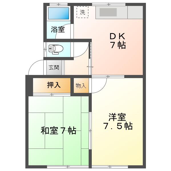 パールハイツきむら(2DK/1階)の間取り写真