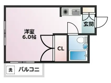 ジャルダン岡本(ワンルーム/1階)の間取り写真