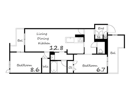 エクセレントガーデンヒルズA棟(2LDK/3階)の間取り写真
