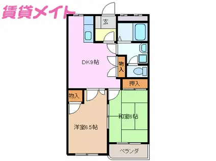 セントラルアイランドB(2DK/2階)の間取り写真