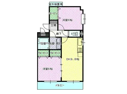 ココ ガーデン(2DK/1階)の間取り写真