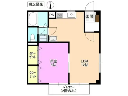 ファミーユ新村A(1LDK/1階)の間取り写真