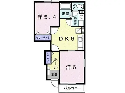グロースベルクII(2DK/1階)の間取り写真